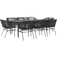 VidaXL Garten-Essgruppe 9-tlg. Schwarz