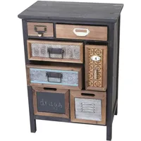 Mendler Apotheker-Schrank HWC-A43, Kommode, Tanne Holz massiv Vintage Patchwork