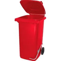BRB-Lagertechnik BRB 120 Liter Mülltonne/Müllgroßbehälter, rot, mit Fußpedal für