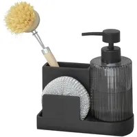 Wenko Spülorganizer Mod. Pina, schwarz, Kunststoff, Polyresin, Glas, 16x17x7,5