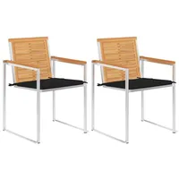 VidaXL Gartenstühle mit Kissen 2 Stk. Massivholz Teak und