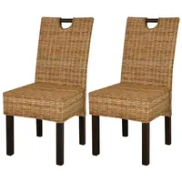 VidaXL Esszimmerstühle 2 Stk. Kubu-Rattan Mangoholz