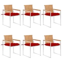 VidaXL Gartenstühle 6 Stk. mit Kissen Massivholz Teak