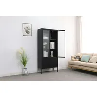 Coemo Mein-Regal Vitrine Paris 80x35x180cm Metall Schubladen 2 Glastüren