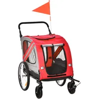 PawHut 2-in-1 Hundeanhänger & Hundebuggy, Hundefahrradanhänger Fahrradanhänger, Hundewagen mit