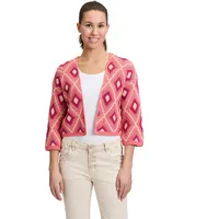 Cartoon Casual-Strickjacke mit 3/4 Arm in Dark Pink-Pink |