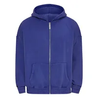 Dropsize Heavy Oversize Cord Zip-Hoodie in Blau, Größe XXL