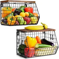 Refined living Obstschale Obstkorb Hängend 2 Etagen, Wandkorb Schwarz