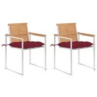 VidaXL Gartenstühle mit Kissen 2 Stk. Massivholz Teak und