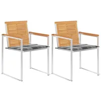 VidaXL Gartenstühle mit Kissen 2 Stk. Massivholz Teak und