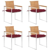 VidaXL Gartenstühle 4 Stk. mit Kissen Massivholz Teak