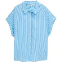 Tom Tailor DENIM Damen Bluse aus Viskose, blau, Gestreift,