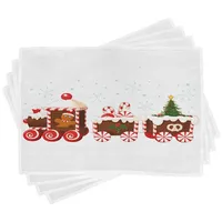 ABAKUHAUS Weihnachten Platzmatten, Lebkuchen-Zug, Waschbare Stoff Esszimmer Küche Tischdekorations
