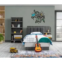 JV Möbel Kinderbett 90 x 190 cm Holz grau