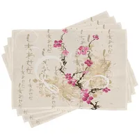 ABAKUHAUS Kirschblüte Platzmatten, Letters Sakura Blumen, Waschbare Stoff Esszimmer
