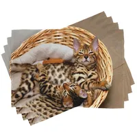 ABAKUHAUS Kätzchen Platzmatten, Bengal-Katzen im Korb, Waschbare Stoff Esszimmer