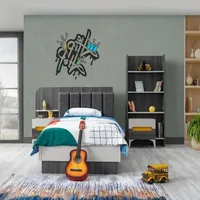 Aea Kinderzimmer Kinderbett Bett Nachttisch Buecherregal Holz Möbel Grau