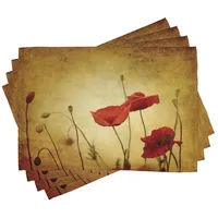 ABAKUHAUS Mohn Platzmatten, Mohnblu Bohemian, Waschbare Stoff Esszimmer Küche