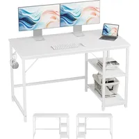 Luxuskollektion JOISCOPE Schreibtisch 120x60 cm weiß mit doppelten Seitenablagen