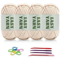 Luxuskollektion 4er Set Beige Baumwoll-Nylon Häkelgarn Anfänger mit