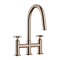 Dornbracht Dreiloch-Küchenarmatur 19875809-42 Pull-down mit Brausefunktion, Ausladung 240mm, bronze