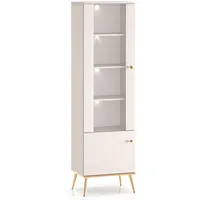 Feldmann-Wohnen Vitrine, Creme, Gold, Holz, 4 Fächer, 55x40x190 cm,