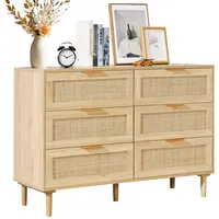 Vevor Rattankommode Schubladenschrank mit 6 Schubladen natürlicher Schrank zur