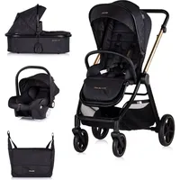Chipolino Kombikinderwagen 3in1 Marbella Fußabdeckung Einlage i-Size Babyschale schwarz