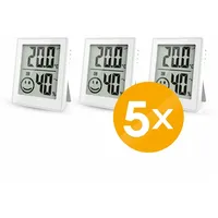Miraval 5x Thermo-/Hygrometer 3er Set mit Smiley-Komfortanzeige, weiß