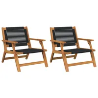 VidaXL Gartenstühle 2er Set Schwarz 67x77x73 cm Massivholz Akazie