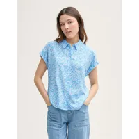 Tom Tailor Loose Fit Kurzarmbluse aus reiner Viskose, Hellblau,