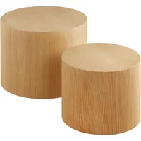 Tectake tectake® 2er Set Couchtische, rund, furnierte MDF-Platte, bodenschonende