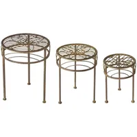 Levandeo 3er Set Blumenhocker Metall Rost Pflanzenständer Braun Rund