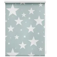 Lichtblick Seitenzugrollo Klemmfix 120 x 150 cm Sterne petrol