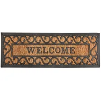 Esschert Design RB169 Welcome Tür-/Stufenfußmatte, Kokosfaser, Gummi, schwarz/braun, 75
