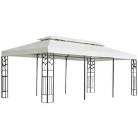 VidaXL Pavillon mit Doppeldach Weiß 6x3 m Stahl