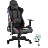 Tectake Gamingstuhl, Schwarz, Schwarz, Textil, 66.5x126x69 cm Ce Kinder-