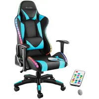 Tectake Gamingstuhl, Schwarz, Hellblau, Textil, 66.5x126x69 cm Ce Kinder-