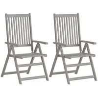 VidaXL Verstellbare Gartenstühle 2 Stk. mit Auflagen Massivholz Akazie