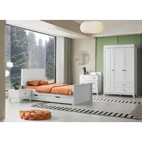 JV moebel Kinderzimmer Set 4tlg. Bett Nachttisch Kommode und