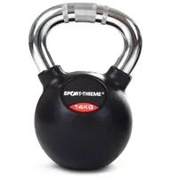 Sport-Thieme Kettlebell Gummiert mit gerändeltem Chrom-Griff 14 kg Gewichtheben