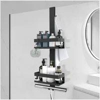 Luxuskollektion Duschablage zum Hängen Edelstahl für Glastür, Schwarz, Stil