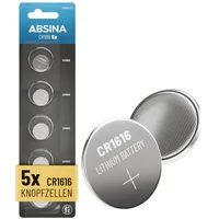 Absina 5X CR1616 3V Lithium Knopfzelle - Batterie CR