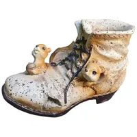 Aspinaworld Gartenfigur, Pflanzschuh mit spielenden Eichhörnchen zum bepflanzen, Figur