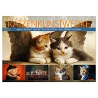 Calvendo Katzenkunstwerke (Tischkalender 2026 DIN A5 quer), CALVENDO Monatskalender:
