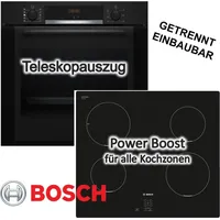 Bosch Herdset BOSCH Backofen Hydrolyse Teleskopauszug + Induktionskochfeld Booster