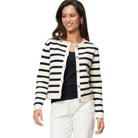 Zero Strickjacke gestreift mit Knopfleiste in CreamDark Blue |
