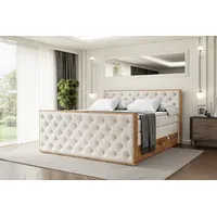 Altdecor Boxspringbett mit Matratze und Lattenrost, Topper, Fußteil,Polsterbett mit