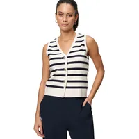 Zero Strickweste gestreift mit Knopfleiste in CreamDark Blue |