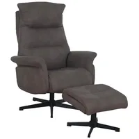 Femo Relaxsessel mit Hocker FM-4206, Grau Schwarz Mikrofaser -
